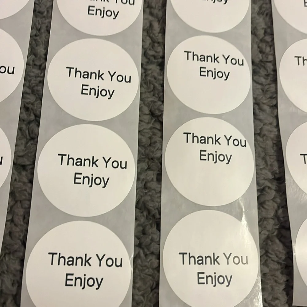 Hand Crafted Thank You Stickers 2” White Color 50 Total